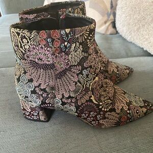 Alex Marie Multicolor Embroidered Ankle Boots